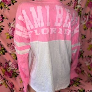 Miami Florida jersey cotton Pink White Long Sleeve Women's Top